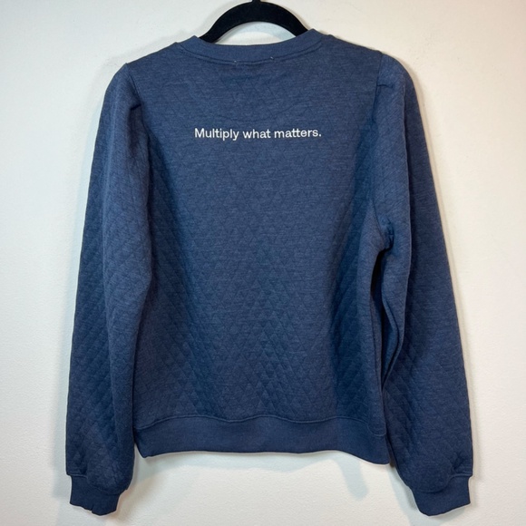 Marine Layer Womens Corbet Puff Sleeve Sweatshirt Blue Quilted Embroidery Medium - Picture 12 of 16